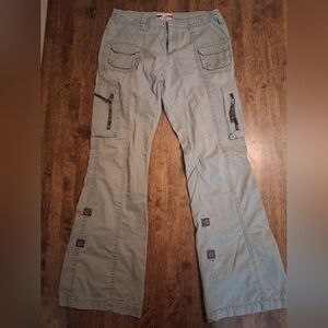 Weather Vane Sage Green Y2K Flare Cargo Low Rise Flawed L